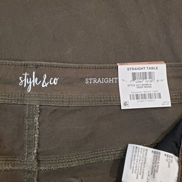 Style & Co Womens High Rise Tummy Control Straight Leg Pants Size 12S Deep Moss - Picture 13 of 15